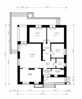 Проект компактного одноэтажного жилого дома